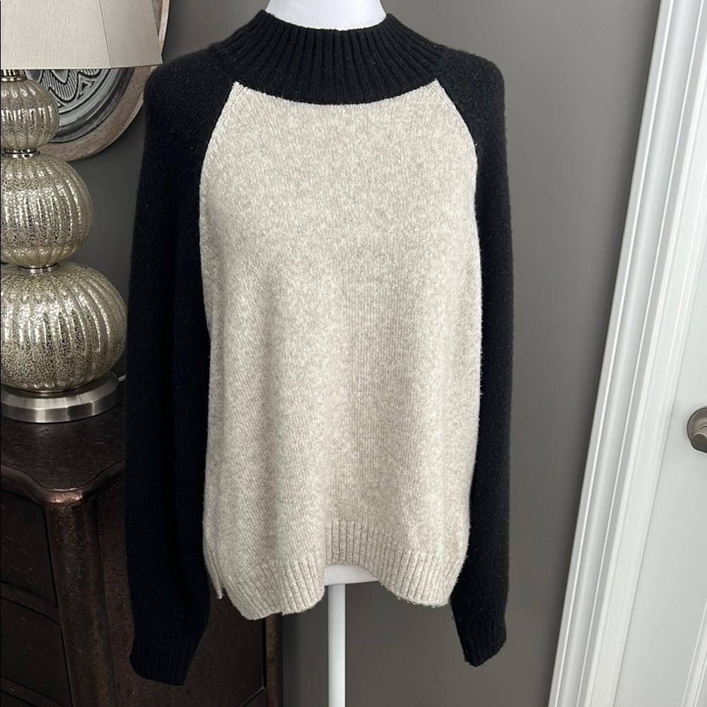 Velvet Black and gray Women's Mockneck Sweater